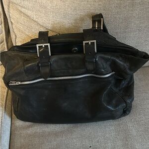 Yohji Yamamoto Black Leather Tote Bag